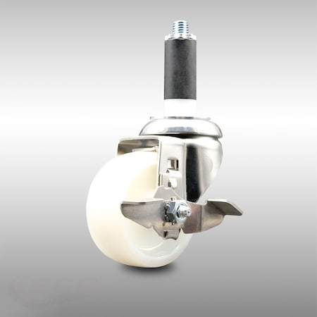 Service Caster 3 Inch 316SS Nylon Wheel Swivel 1 Inch Expanding Stem Caster with Brake SCC SCC-SS316EX20S314-NYS-TLB-1